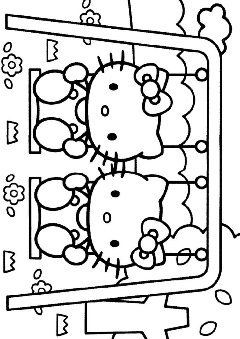 Kolorowanka Hello Kitty Na Huśtawce Obrazek Do Wydruku Nr 7